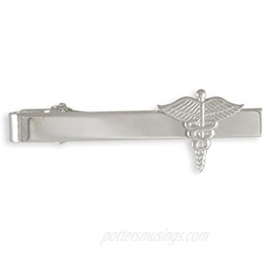 Forge Caduceus Emblem Tie Bar MD Doctor Gift (Silver Tie Bar)