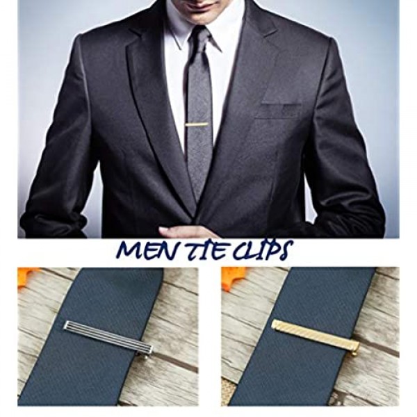 Hanpabum 8pcs Tie Bar Clips for Men Tie Clip Set for Regular Ties Mens Wedding Business Jewelry with Gift Box