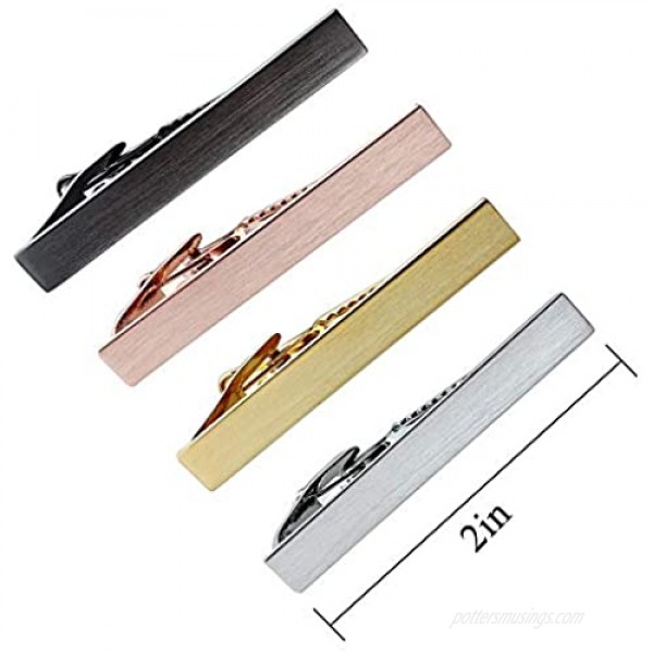 HAWSON 2 inch Tie Clip for Men in 1pcs/ 3pcs/4 pcs Tie Bar Clip for Men's Skiny Necktie Tie Pin Clip Gift Set for Working