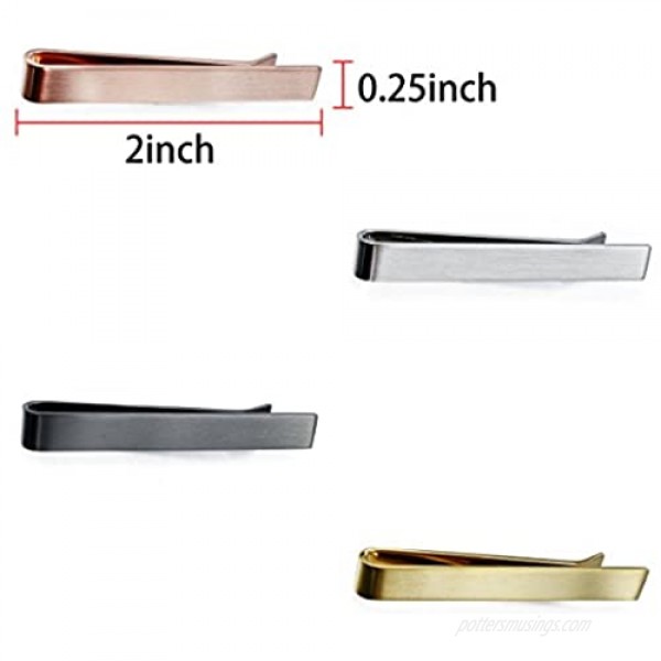 HAWSON 2 inch Tie Clips for Mens-Skinny Tie Bar Personalized Letter Tie Pin Father of The Bride Gifts Tie Bar Set for Wedding Anniversary Business and Best Gift