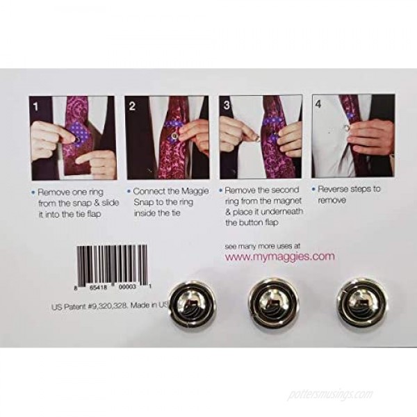 INVISIBLE TIE FASTENER - MAGGIE SNAPS The ONLY tie fastener which you will ever need! Contains 3.