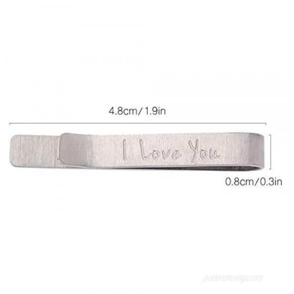 kilofly Men's Hidden MessageI Love You Engraved Luxury Tie Bar 2 Inch Silver