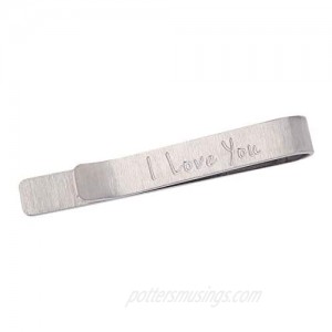 kilofly Men's Hidden Message"I Love You" Engraved Luxury Tie Bar 2 Inch Silver