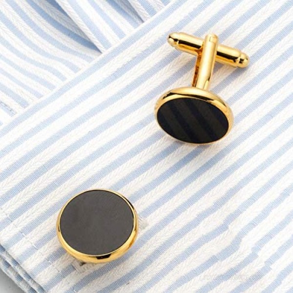 Lenias Tie Clip and Cufflink Set for Mens Wedding Business Classic Silver Gold Cufflinks Tie-Clips Men Shirts with Gift Box Fashion Simple Assorted Elegant Designs Accessories