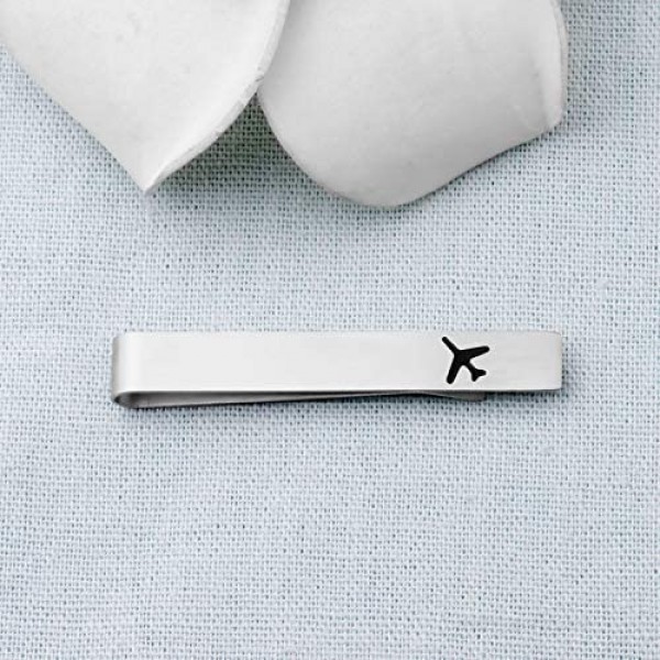 LQRI Airplane Tie Clip Airplane Jewelry Pilot Gift Fly Safe Tie Clip Aviation Gifts Pilot Tie Bar Gifts Traveling Long Distance Relationship Gift for Men