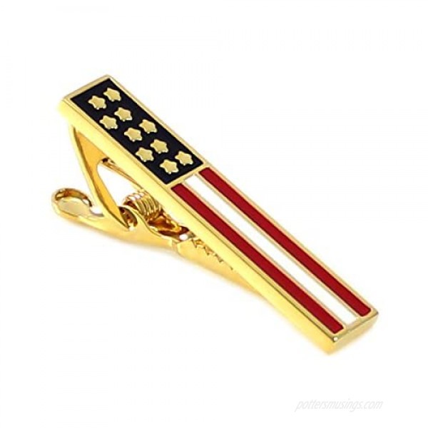 MENDEPOT American Flag Tie Clip USA Flag Tie Bar In Gift Box Men Patriotic Flag Clasp