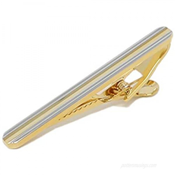 MENDEPOT Classic Silver and Gold Bi-Tone Plating Tie Clips with Gift Box Men Fashion Tie bar