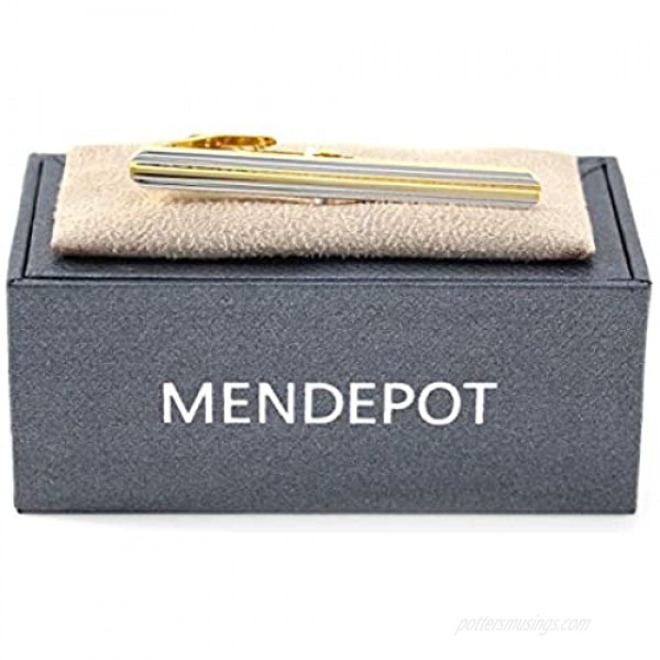 MENDEPOT Classic Silver and Gold Bi-Tone Plating Tie Clips with Gift Box Men Fashion Tie bar