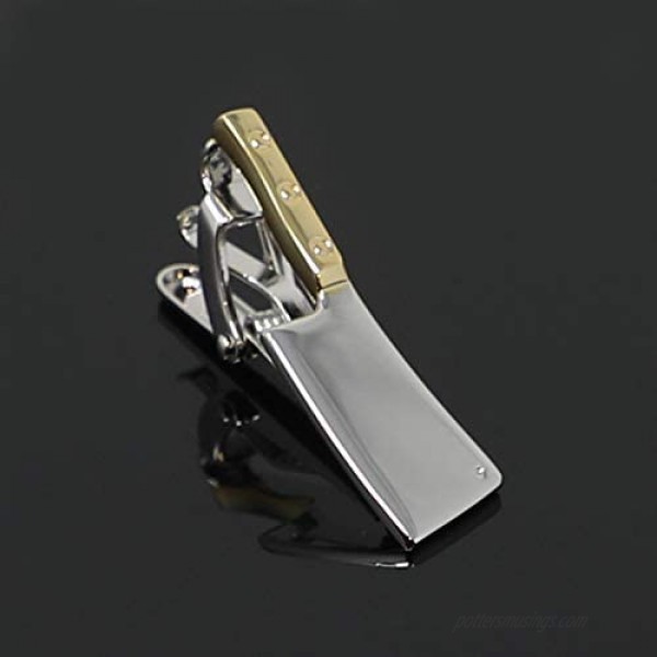 MENDEPOT Knife Tie Clip Rhodium and Gold Plated Kitchen Knife Tie Clip in Box