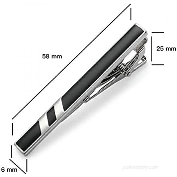MOZETO Tie Clips for Men Black Gold Blue Gray Silver Tie Bar Set for Regular Ties Luxury Box Gift Ideas (Classic Style)