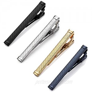 MOZETO Tie Clips for Men Black Gold Blue Gray Silver Tie Bar Set for Regular Ties Luxury Box Gift Ideas (Shining Style)