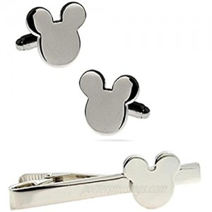 New Horizons Production Mickey Mouse Character Ears Metal Silvertone Cuff Links & Tie Clip Set