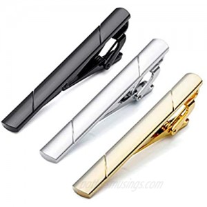 PiercingJ 3pcs Set Stainless Steel Exquisite GQ Classic Tie Bar Clip  Silver Tone  2.3Inches