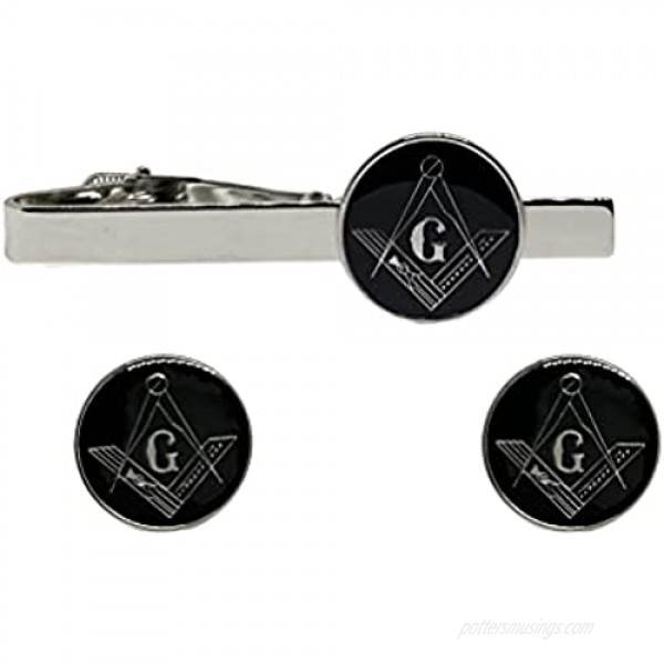 PinMaze Masonic Freemason Square Compass Tie Clip - Trowel Tiebar Set