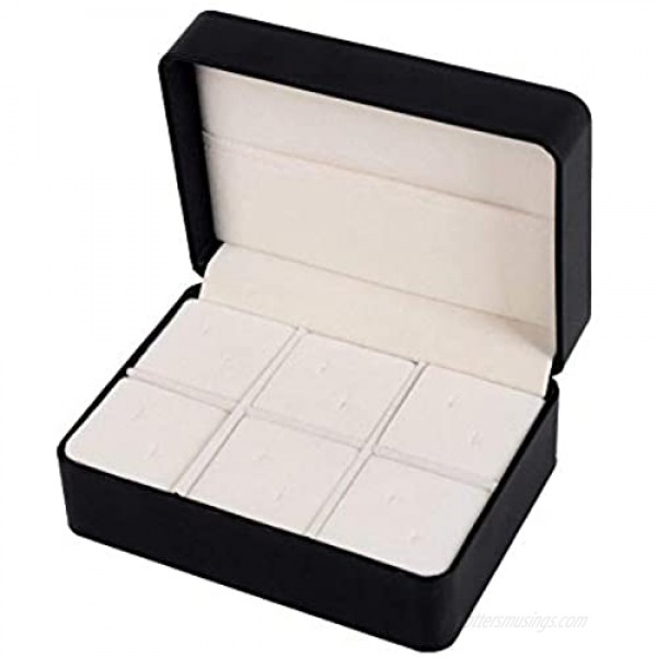 Salutto PU Box Cufflinks Tie Clip Brooch Lapel Storage Case Box Boutique Black