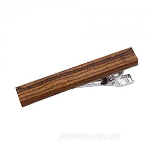 Stainless Steel Bow Wood Tie Clip by D&L Menswear