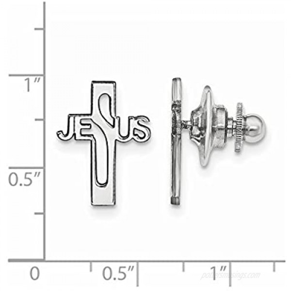 Sterling Silver Rhodium-plated Jesus Cross Tie Tac
