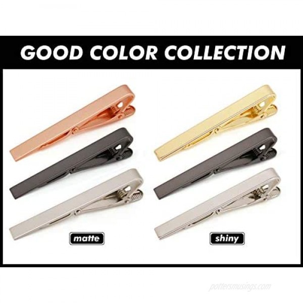 Tie Clips for Men 6 PCs Elegant Metal Necktie Tie Bar Pinch Clasp for Wedding Anniversary Business Meeting and Daily Life.