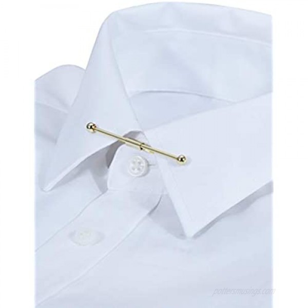 VVCome 3PCS Men's Classic Tie Clips Shirt Collar Clip Collar Bar for Necktie Gold Silver Black Tone Necktie Bar Pinch Clips Tie Pins
