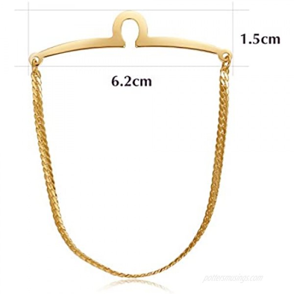 Yoursfs 18K Gold Plated Tie Clip Chain Single Loop Tie Chain Set for Men Best Gift Personalized