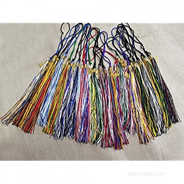 2021 Tricolor Graduation Tassels Three Color Mix Gold Year Charm Kelly/Red/Gold