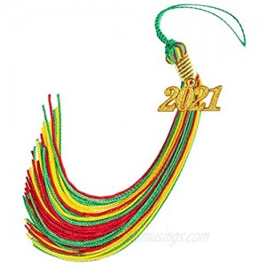 2021 Tricolor Graduation Tassels Three Color Mix Gold Year Charm Kelly/Red/Gold