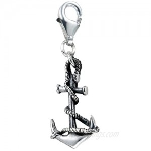 925 Sterling Silver Ship Anchor Navy Sailor Charm with Lobster Clasp Charm for Charm Bracelet