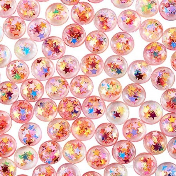 Airssory 200 Pcs Resin Dome Cabochons Scrapbooking Embellishments with Stars Paillette DIY Craft Decoden Charms Flatback - 12mm in Diameter