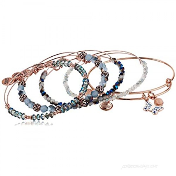 Alex and Ani Flying Butterfly Duo Charm Set of 5 SR Shiny Rose Gold