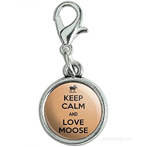 Antiqued Bracelet Pendant Zipper Pull Charm with Lobster Clasp Keep Calm and H-O