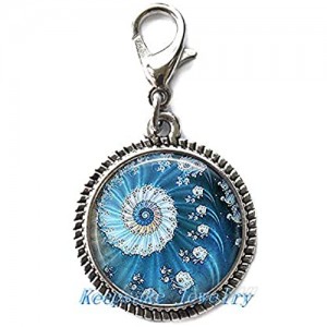 Blue Ocean Fractal Zipper Pull  Perfect for Necklaces  Bracelets  Keychain and Earrings Charm Planner Charm Blue Ocean Fractal Handmade Jewelry-a0239