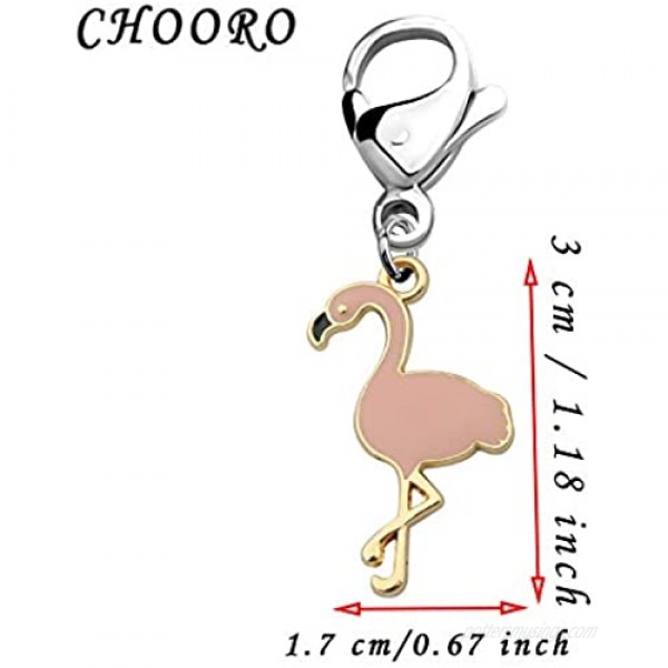 CHOORO Flamingo Charm Zipper Pull Flamingo Jewelry Flamingo Lover Gift Pink Flamingo Gifts for Flamingo Fans Flamingo Clip on Charm