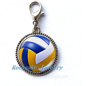 Cute Volleyball Zipper Pull Perfect for Necklaces Bracelets Keychain and Earrings Charm Volleyball Handmade Jewelry-nu215