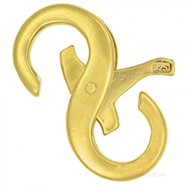 Double Opening Sterling Silver 14K GP 1 Micron Infinity Figure Eight Lobster Clasp 15mm x 10mm 3/5 Long