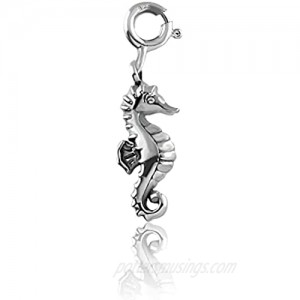 Fourseven Jewelry 925 Sterling Silver Bead Charm Pendant | Hold on Tight Seahorse Charm for Bracelet and Necklace