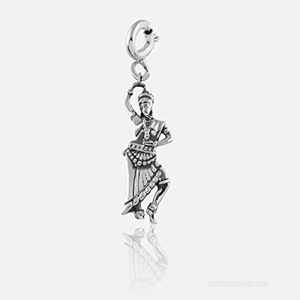 Fourseven Jewelry 925 Sterling Silver Bead Charm Pendant | Odissi Dancer Charm for Bracelet and Necklace