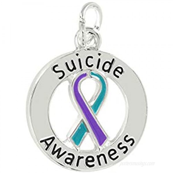 Fundraising For A Cause | Suicide Awareness Ribbon Round Charm – Wholesale Suicide Awareness Cutout Ribbon Charm for Jewelry-Making (1 Charm)