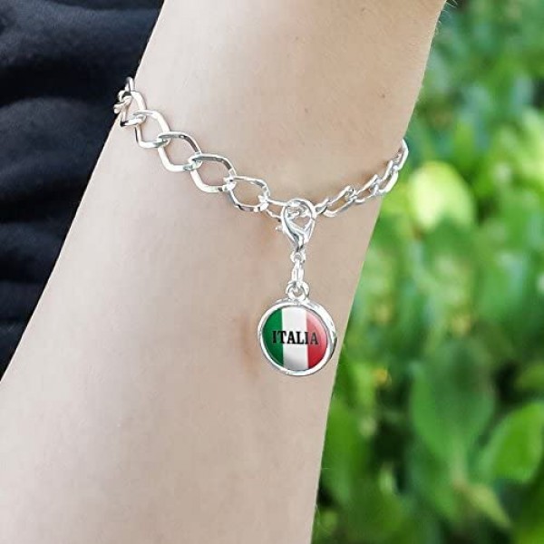 GRAPHICS & MORE Italia Italy Italian Flag Antiqued Bracelet Pendant Zipper Pull Charm with Lobster Clasp