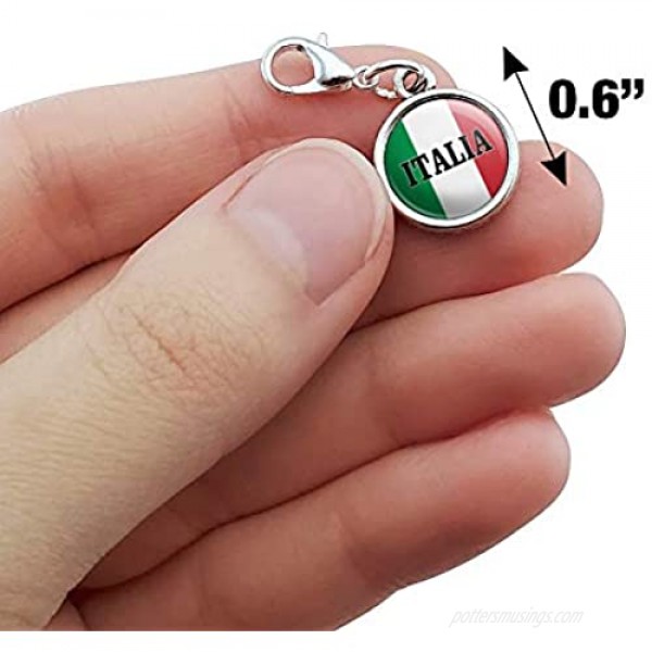 GRAPHICS & MORE Italia Italy Italian Flag Antiqued Bracelet Pendant Zipper Pull Charm with Lobster Clasp