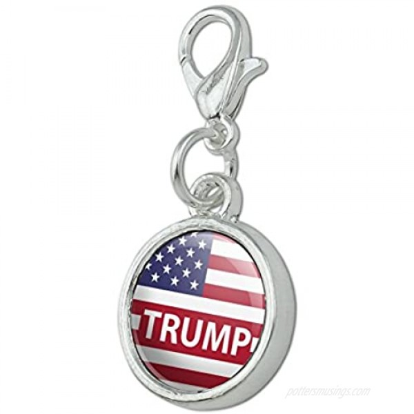 GRAPHICS & MORE President Trump American Flag Antiqued Bracelet Pendant Zipper Pull Charm with Lobster Clasp