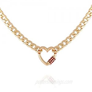 GUESS LinkNecklace with Pave Heart Charm