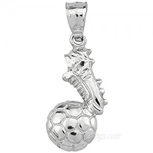 High Polished 925 Sterling Silver Soccer Ball with Shoe Charm