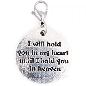 I Will Hold You in My Heart Until I Hold You in Heaven Stainless Steel Clasp Clip on Charm 78K