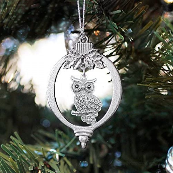 Inspired Silver - Owl Charm Ornament - Silver Customized Charm Holiday Ornaments with Cubic Zirconia Jewelry