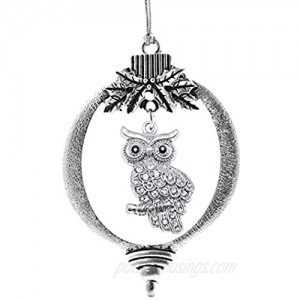 Inspired Silver - Owl Charm Ornament - Silver Customized Charm Holiday Ornaments with Cubic Zirconia Jewelry