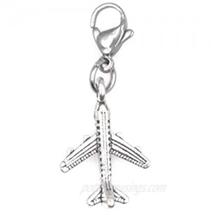 It's All About...You! Airplane Stainless Steel Clasp Clip on Charm 74L