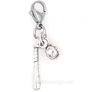 It's All About...You! Baseball Bat & Baseball Sports Clip on Charm Perfect for Necklaces Bracelets 102N
