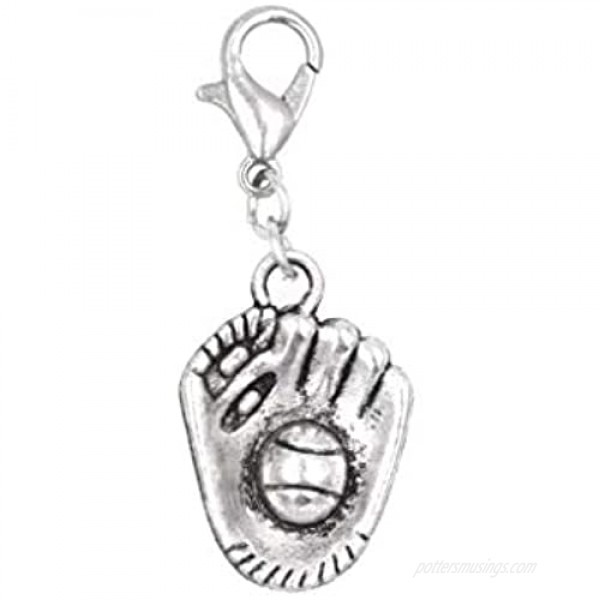 It's All About...You! Baseball Softball Mitt Glove with Baseball Clip on Charm Perfect for Necklaces and Bracelets 101Ah