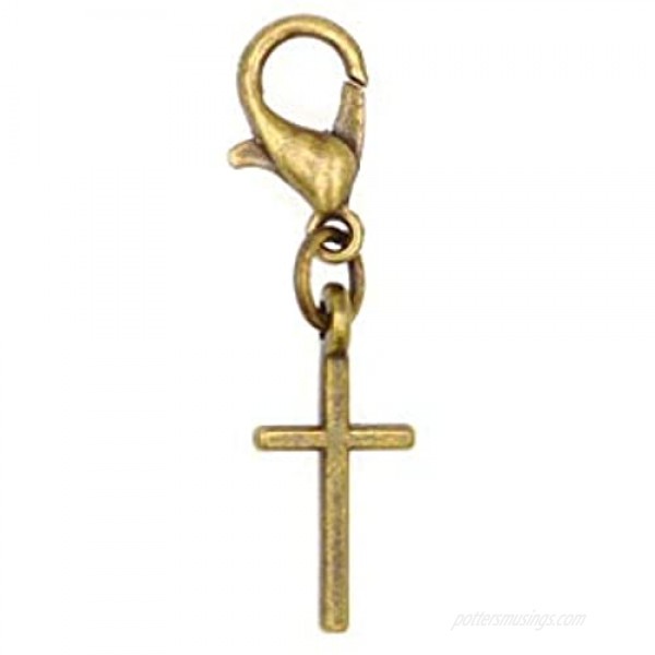 It's All About...You! Bronze Cross Clip on Charm Perfect for Necklaces and Bracelets 103D