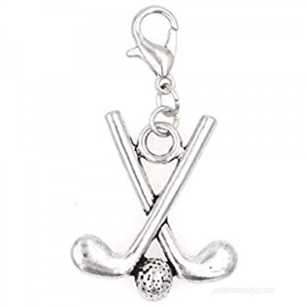 It's All About...You! Golf Clubs & Golf Ball Clip on Charm Perfect for Necklaces and Bracelets 101Ae